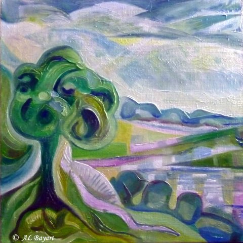 Pluie à Massigance (Charente) 50 x 50 cm huile... c'était le premier jour de notre arrivée là bas!!!!!