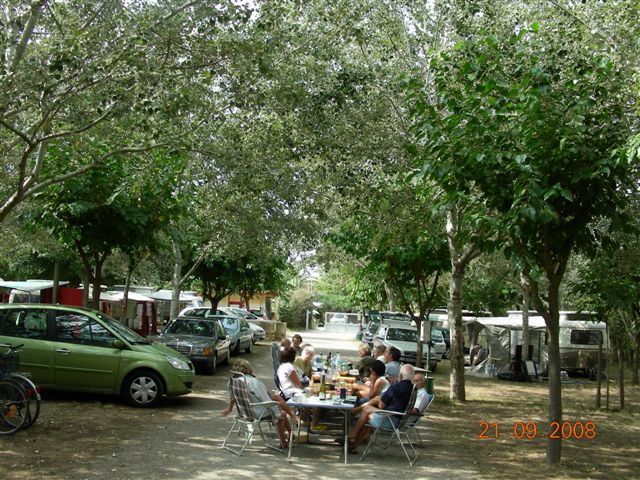 repas en commun au camping sur la presqu'île de Giens