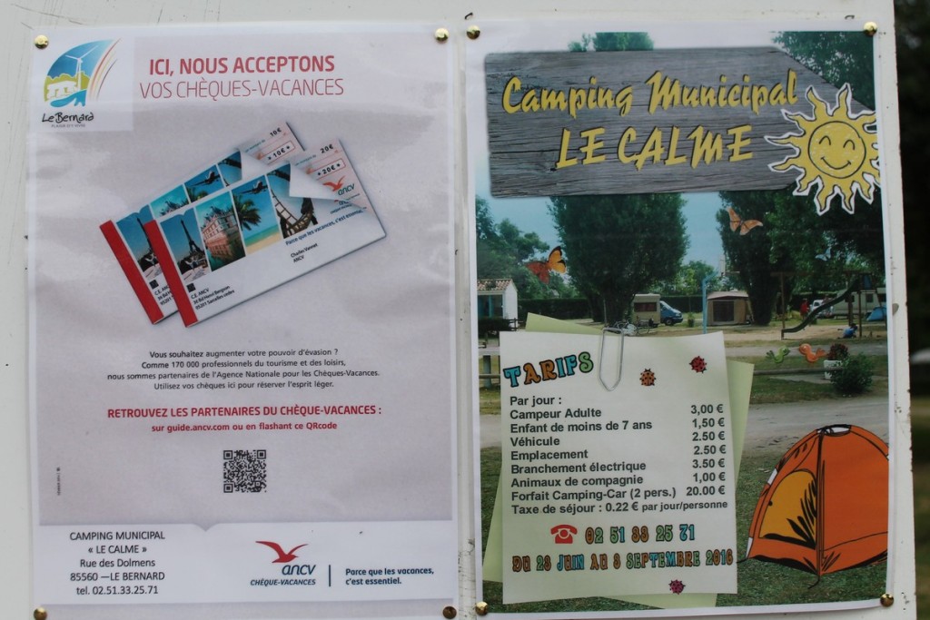 Tarif 2017 idem a l'été 2016
