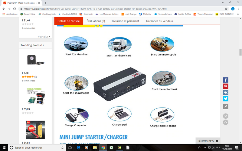 Mini Jump Starter Charger en promo à 25 € au lieu de 62 € sur le net et 54 € en grande surface à Soissons