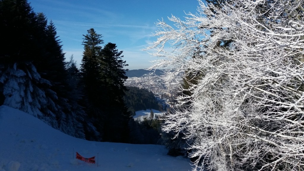 Au fond Gerardmer vue de la piste de ski
