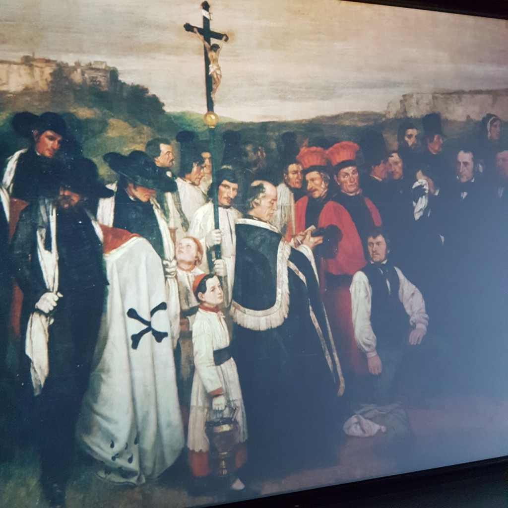 L’enterrement à Ornans ,un de ses plus célèbres tableaux où de nombreux personnages de la ville figurent dont son grand père en haut a gauche